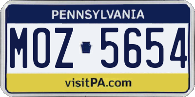 PA license plate MOZ5654