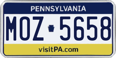 PA license plate MOZ5658
