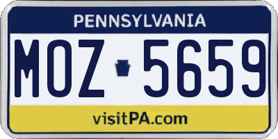 PA license plate MOZ5659