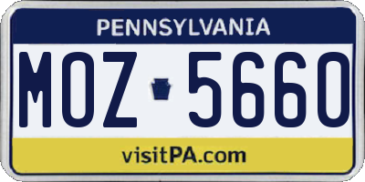 PA license plate MOZ5660