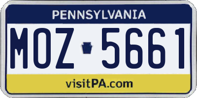 PA license plate MOZ5661