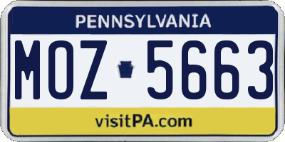 PA license plate MOZ5663