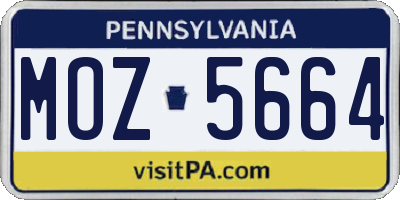 PA license plate MOZ5664