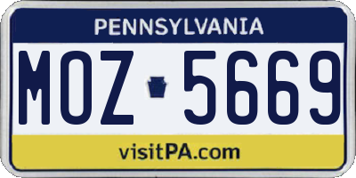 PA license plate MOZ5669