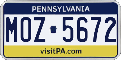PA license plate MOZ5672