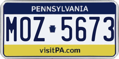 PA license plate MOZ5673