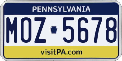 PA license plate MOZ5678
