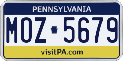 PA license plate MOZ5679