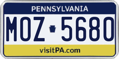 PA license plate MOZ5680