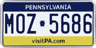 PA license plate MOZ5686