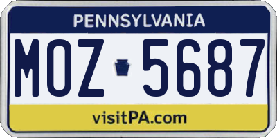 PA license plate MOZ5687