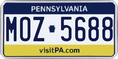 PA license plate MOZ5688