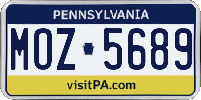 PA license plate MOZ5689