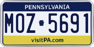 PA license plate MOZ5691