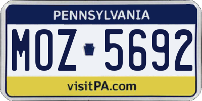 PA license plate MOZ5692