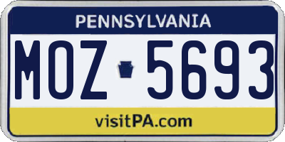 PA license plate MOZ5693