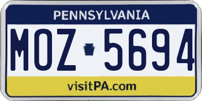 PA license plate MOZ5694