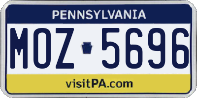 PA license plate MOZ5696
