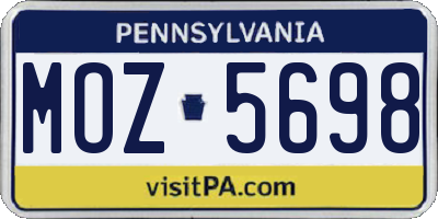 PA license plate MOZ5698