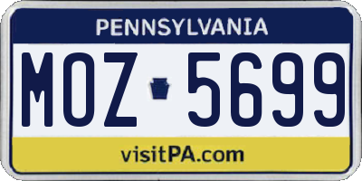 PA license plate MOZ5699