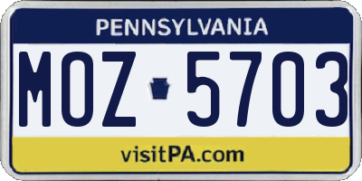 PA license plate MOZ5703