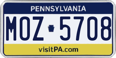 PA license plate MOZ5708