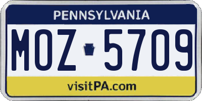 PA license plate MOZ5709