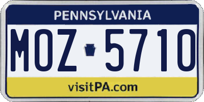 PA license plate MOZ5710