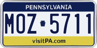 PA license plate MOZ5711