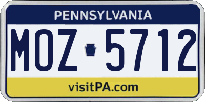 PA license plate MOZ5712