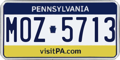 PA license plate MOZ5713