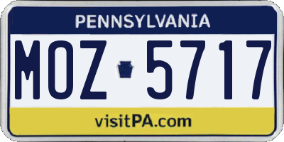 PA license plate MOZ5717