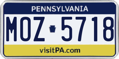 PA license plate MOZ5718