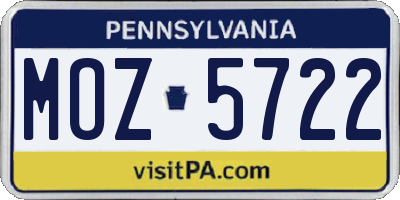PA license plate MOZ5722