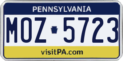 PA license plate MOZ5723