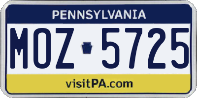 PA license plate MOZ5725