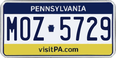 PA license plate MOZ5729