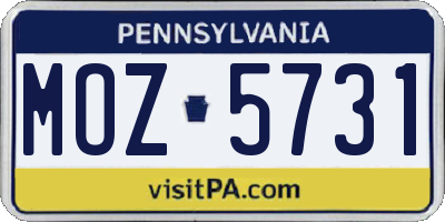 PA license plate MOZ5731