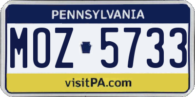 PA license plate MOZ5733