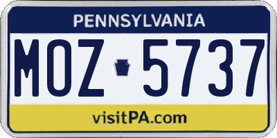 PA license plate MOZ5737