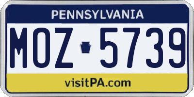 PA license plate MOZ5739