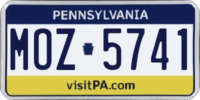 PA license plate MOZ5741