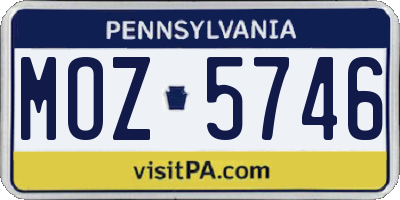 PA license plate MOZ5746