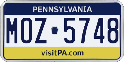 PA license plate MOZ5748