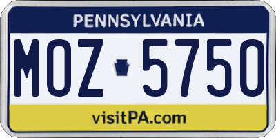 PA license plate MOZ5750