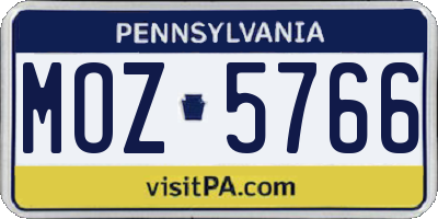 PA license plate MOZ5766