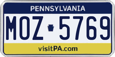 PA license plate MOZ5769