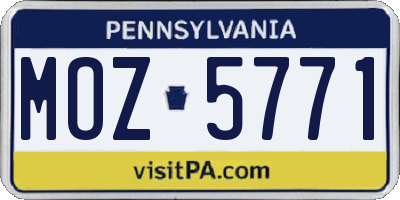 PA license plate MOZ5771