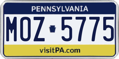 PA license plate MOZ5775