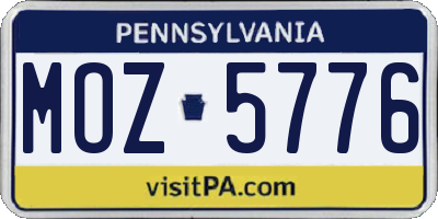 PA license plate MOZ5776